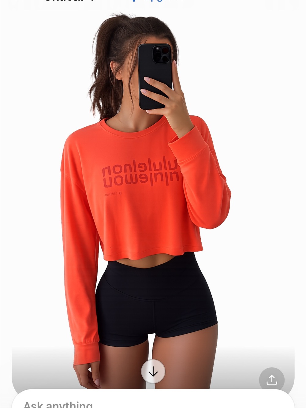Lululemon coral Cropped Long Sleeve Sweatshirt